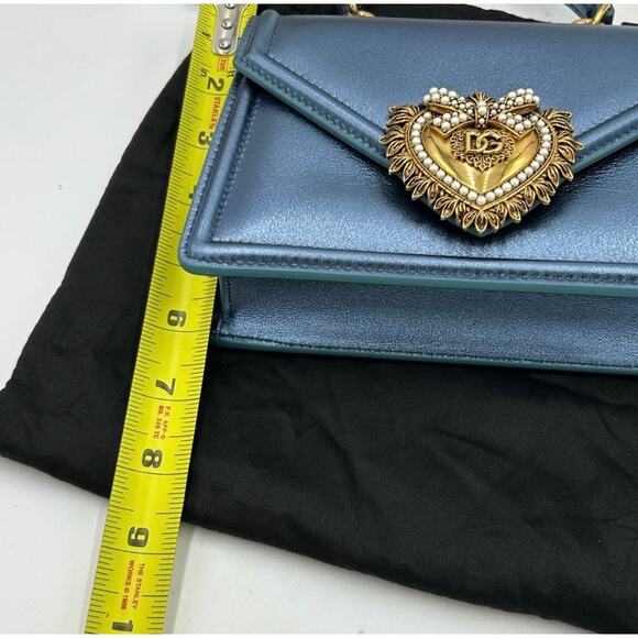 Dolce&Gabbana small devotion, top handle Bag in metallic blue made in Italy - Picture 12 of 12